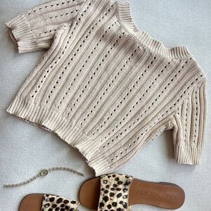 Elegant Cream Knit Crop Top